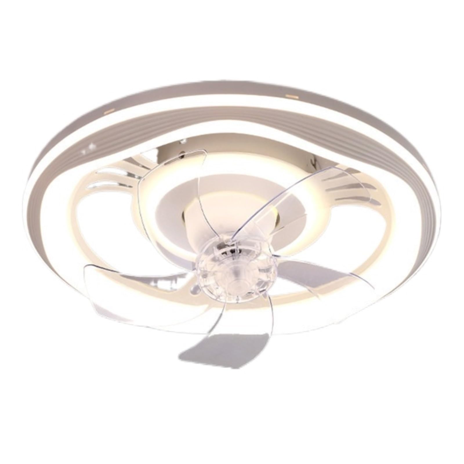 ERETYRET Ceiling Fan Light Invisible LED Bedroom Main Simple Integrated Nordic Zhongshan Lamp Quiet Cooling(White)