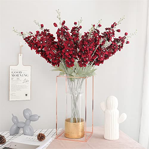 Ipopu Delphinium Flowers Artificial Flowers 6Pcs Burgundy Silk Flowers 33.5In Long Stem Artificial Delphinium Stem Branch, Fake Flowers Bulk For Home Garden Wedding Arrangement Decoration(Burgundy) #TOP5