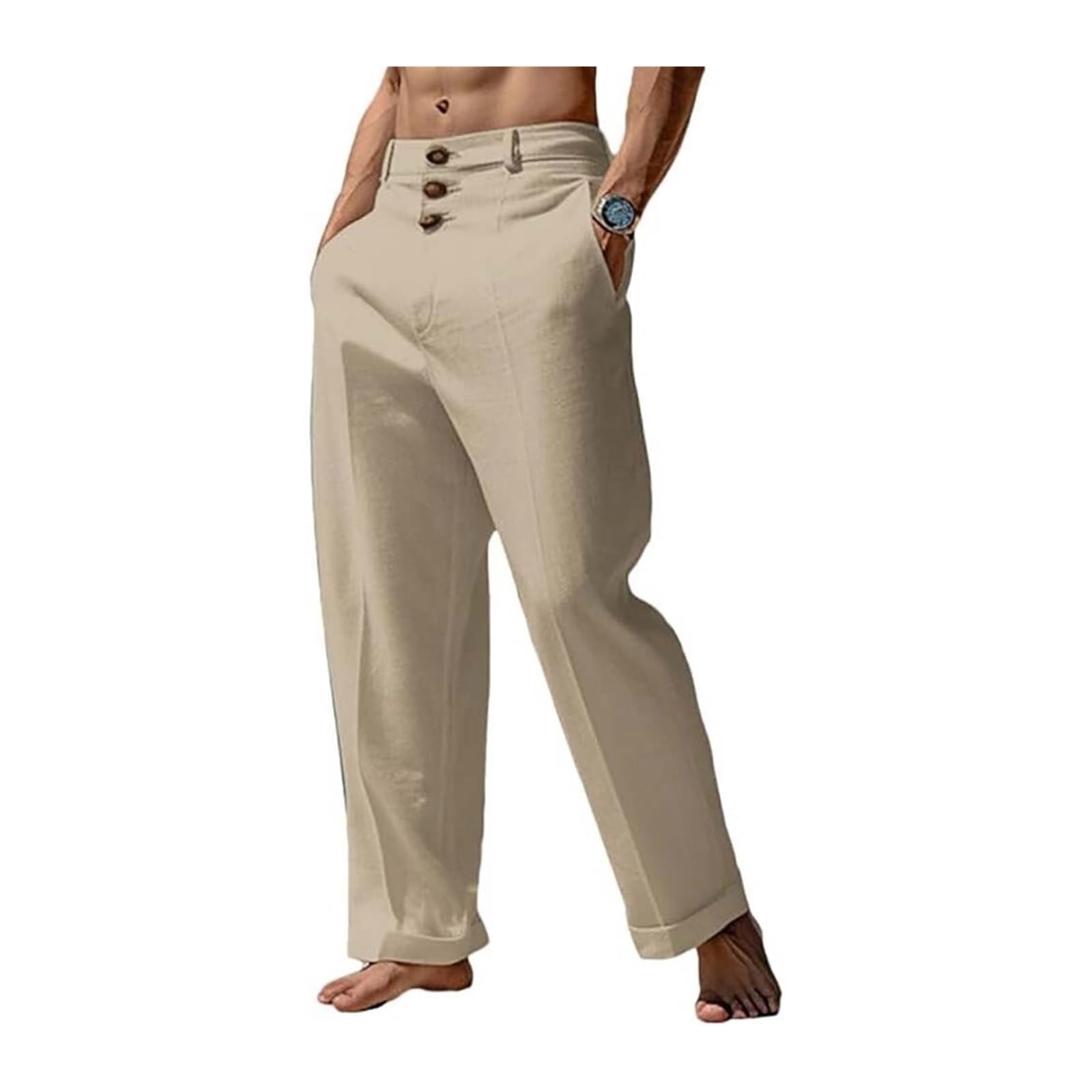 Pantalons élégants pour hommes ASIYAN, pantalon de survêtement d'affaires en coton et lin taille S