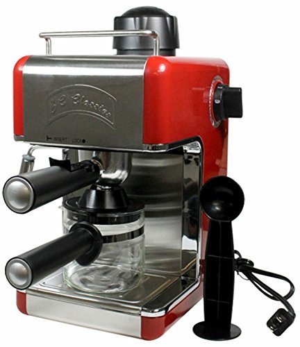 Bene Casa BC-99148 4-Cup Espresso Maker with Frother, Red
