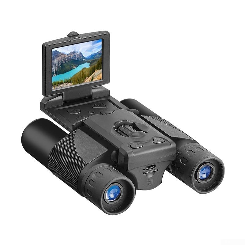 Prismáticos 12x32 con cámara y pantalla LCD de 2 pulgadas, adecuados para capturar fotos y videos durante la observación de aves, conciertos y viajes de caza (negro)
