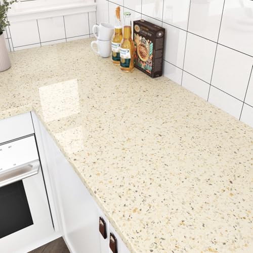 EPPKILY Beige Granite Contact Paper Peel and Stick Countertops 15.7"×118"
