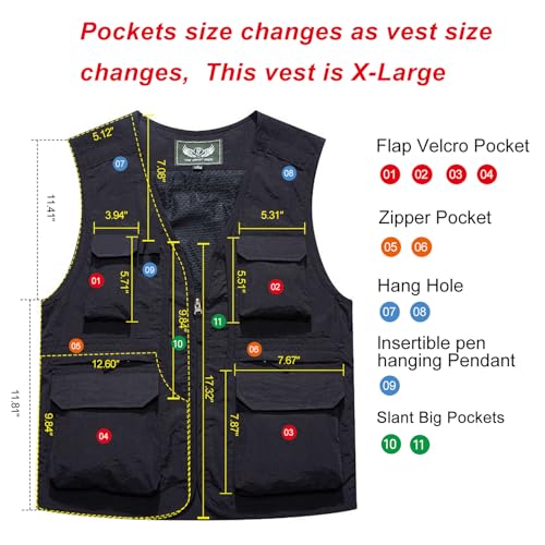Flygo Men's Utility Cargo Vest Outdoor Fishing Safari Travel Work Photo Vest with Pockets2
