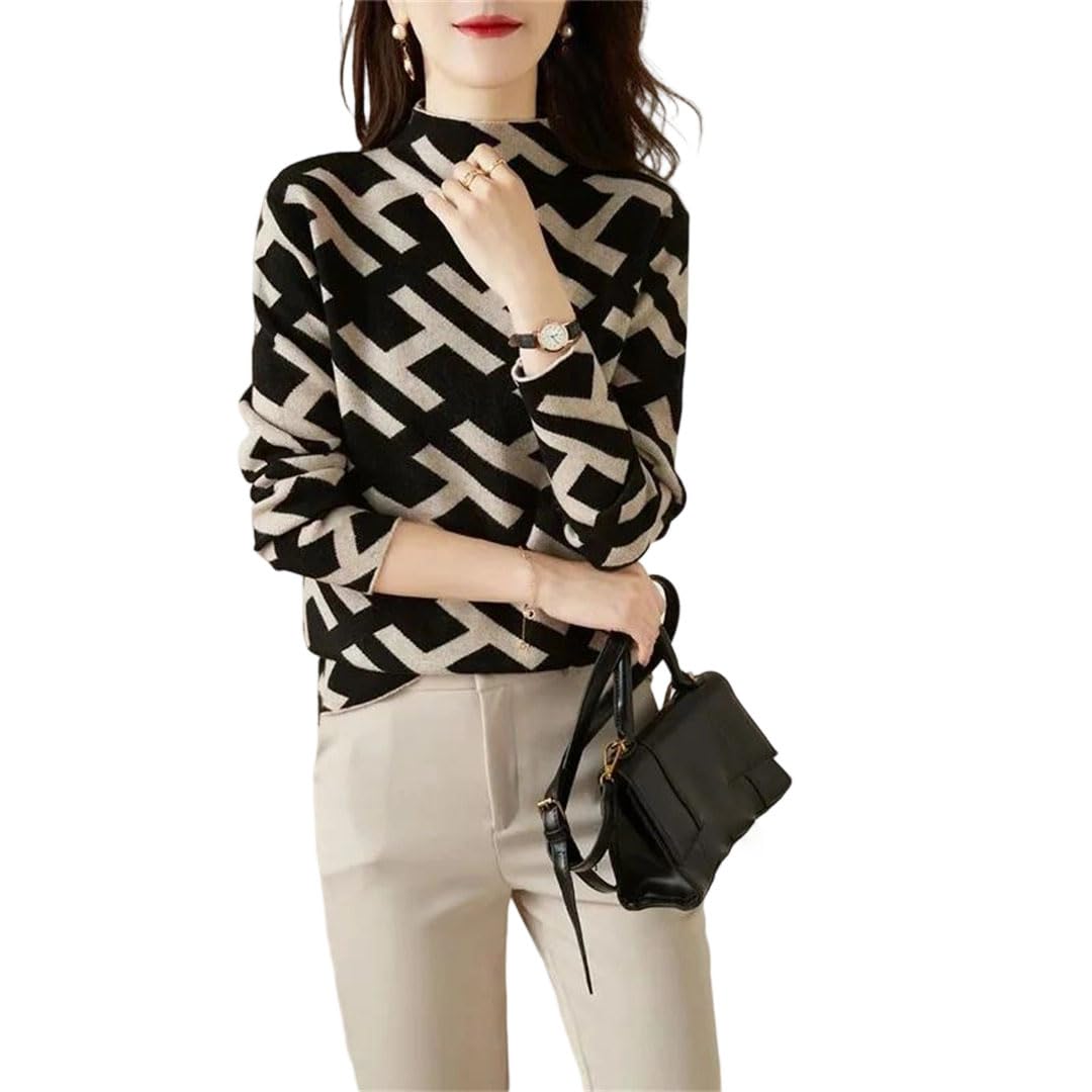 WomenS Slim Fit Knitted Sweater Crew Neck Letter Embroidered Winter Base Top