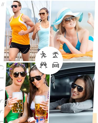 Image of Frienda 3 Pairs Retro Sunglasses for Men Oversized Men Shades Glasses Fashion Alloy Metal Gold Frame Polarized Sun Glasses
