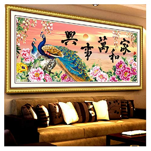 Point de croix fleur paon style chinois C0164 idée cadeau DIY