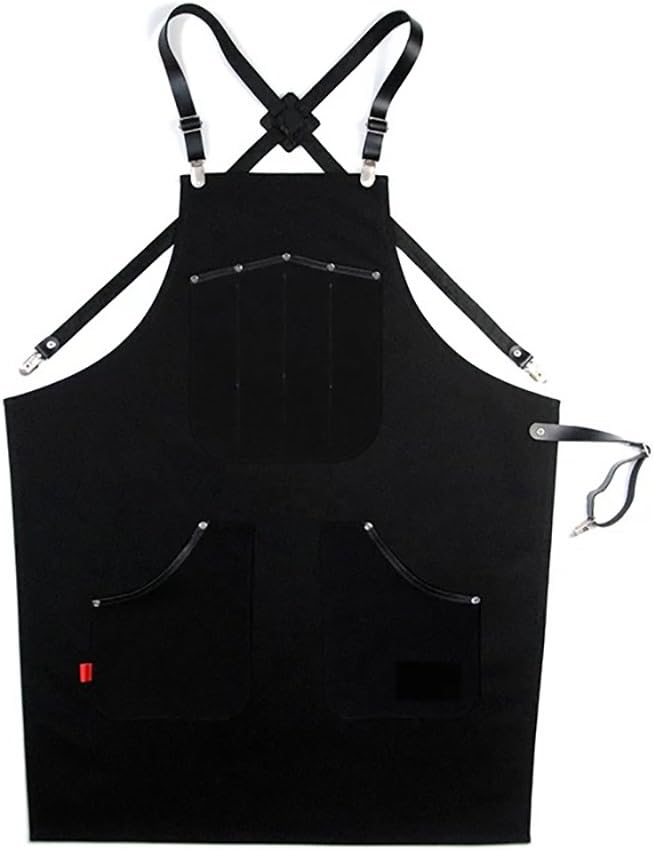 Genuine Leather Strap Apron With Utility Pockets Men Women Apron for Woodworkers Tattoo Hairdresser Butchers Apron