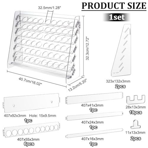 Image of PH PandaHall Paint Rack Organizer 60 Holes Acrylic Storage Stand With 6 Tier Stands Display Craft Holder Risers for Miniature Paints, Hole: 1.27 Inch