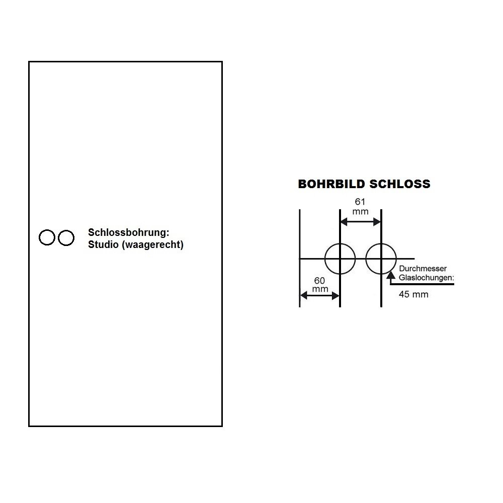 Premium Glastürschloss “D3“ WC | inkl. Stickhebel | ohne Bänder | V2a Edelstahl matt | auch objektgeeignet | New Orleans (ohne Schauscheibe rot/weiß)