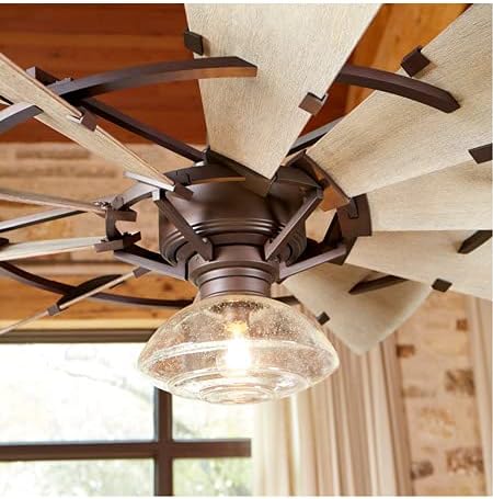 Miniatura 5 de Quorum 96015-9 - Ventilador de interior de molino de viento (seco) - 15 cuchillas de madera de roble envejecido de 60 pulgadas - Acabado galvanizado