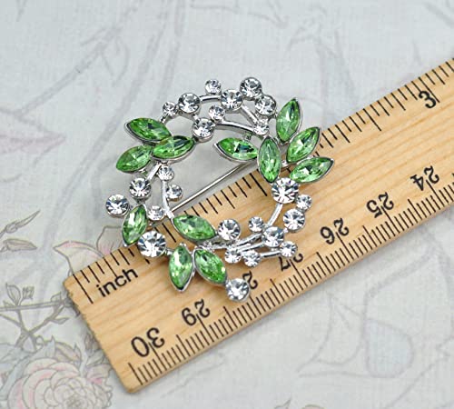 Image of Gyn&Joy Clear Crystal Rhinestone Floral Wreath Pin Brooch BZ005