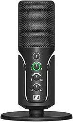 SENNHEISER Perfil profissional - Microfone condensador cardioide USB e suporte de mesa, cabo USB-C de 1,2 m - botão mudo, conector de fone de ouvido embutido, controle de ganho, mistura e volume, para