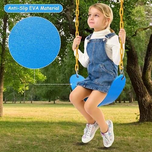 Image of Sunnyglade 2PCS Swings Seats Heavy Duty with 66 inch Chain, Playground Swing Set Accessories Replacement with Snap Hooks, Support 250lb (2, Blue)