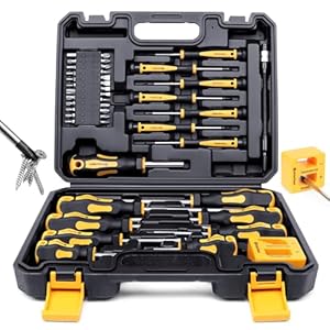 Magnetic Screwdrivers Set with Case, Amartisan 43-piece Includs Slotted, Phillips, Hex, Pozidriv,Torx and Precision Screwdriver Set, Magnetizer Demagnetizer Tools, Tools for Men