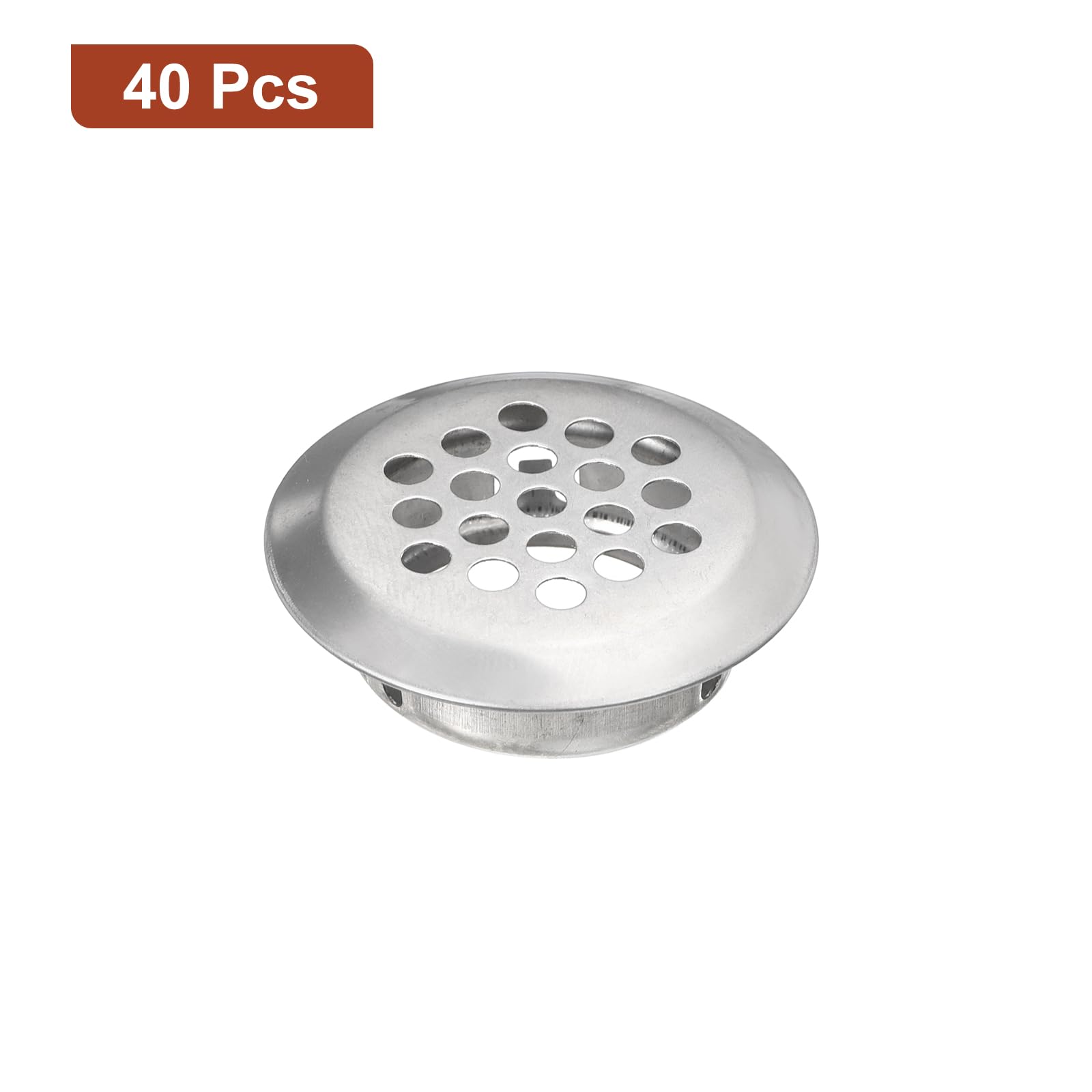 uxcell 25mm(1") Circular Soffit Vent, 40pcs Stainless Steel Round Air Vents Mesh Hole Louver for Kitchen Bathroom Cabinet Silver Tone - Image 3
