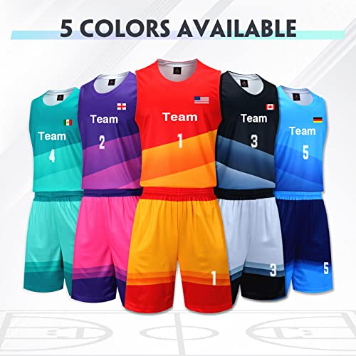 LAIFU Custom Basketball Jerseys Kit - Customizable Name Number Team Logo - Basketball Team Uniforms for Men Women Youth Kids