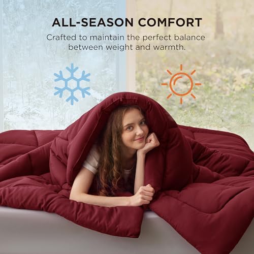 Image of Bedsure Comforter Duvet Insert - Quilted Comforters Queen Size, All Season Duvet, GentleSoft Down Alternative Bedding Blanket, with 8 Tabs, Gifts for Women /Men, Red, Queen 88 x 88 Inches
