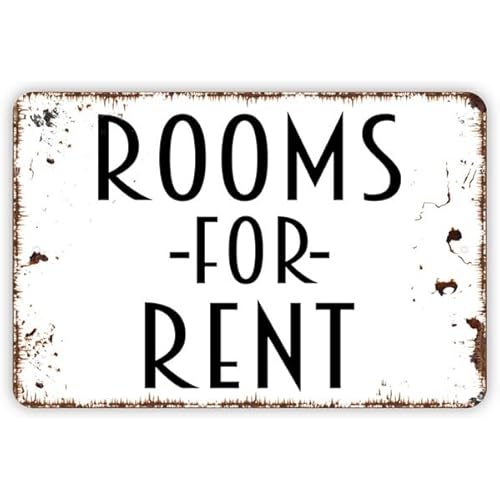 Generic Rooms For Rent Sign - Metal Vacancy Wall Art - Size: 8 x 12 Inches
