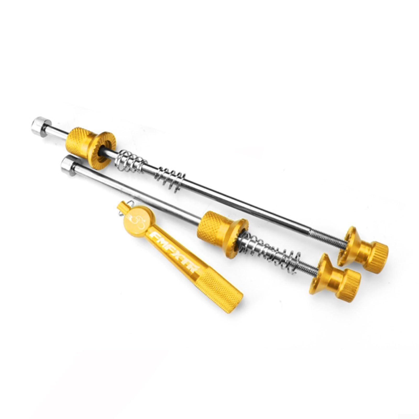 EffiFish Anti-Theft Bicycle Quick Release Skewer Front Rear Hub Set For Mountain Road Bike Front Rear Hub Wheel Axle Spindle With Wrench Tool(Golden)
