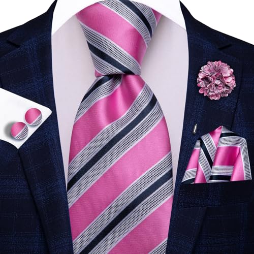 Image of Hi-Tie Men's Silk Ties Formal Woven Classic Necktie Pocket Square Cufflinks Lapel Pin Set Wedding Business