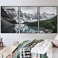 3 Piece Framed Canvas Wall Art Winter Lake Canvas Prints Home Artwork Decoration for Living Room,Bedroom - 16