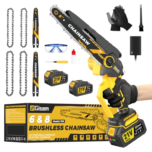 Mini Kettensäge mit 1000W Bürstenlose Motor,8-Zoll & 6 Zoll Kettensäge,Automatischer Öler &...