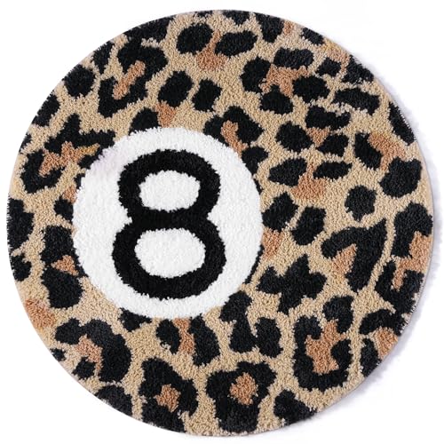 Dripykiaa Cheetah 8 Ball Rug Room Decor 24 Round Leopard Print Room Decor Soft Plush Area Rug for Trendy Bedroom Living Room Dorm Modern Aesthetic Home Accents for Women & Teens