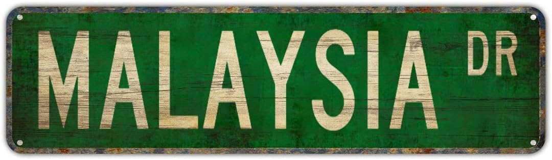 peiyeety Vintage Metal Tin Sign Decorative Wall Art For Home, Malaysia, Rustic Style, Malaysia Dr Themed Street Sign, Durable Waterproof Rustproof, Easy To Mount, 4x16 Inch