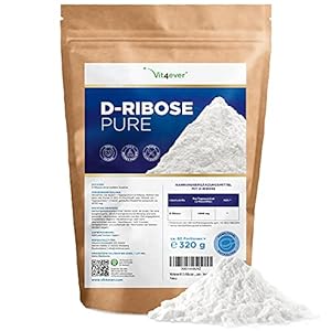 D-Ribose Poeder – 320 g – 80 dagelijkse porties met 4 g (2,6 maanden voorraad) – Natuurlijk uit fermentatie – Puur…