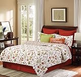 C&F Home Camilla King Quilt Set Cotton Reversible Machine Washable Lightweight Autumn Fall Leaves Bedspread Coverlet King 3 Piece Set Red