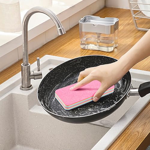 Image of 12 Layer Super Microfiber Sponge, Rainbow Multi-Layered Tear-Off Rags, Quick Drying Cellulose Sponges for Cleans Kitchen, Bathroom & More, Durable, Reusable