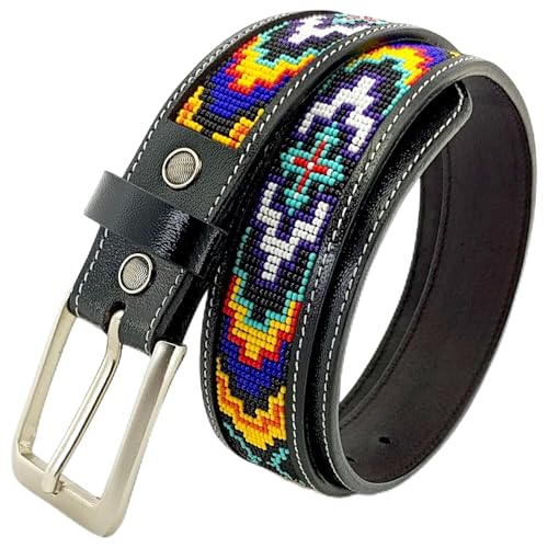 Beaded Genuine Leather Western Belt for Men & Women, Leather Gift For Wife