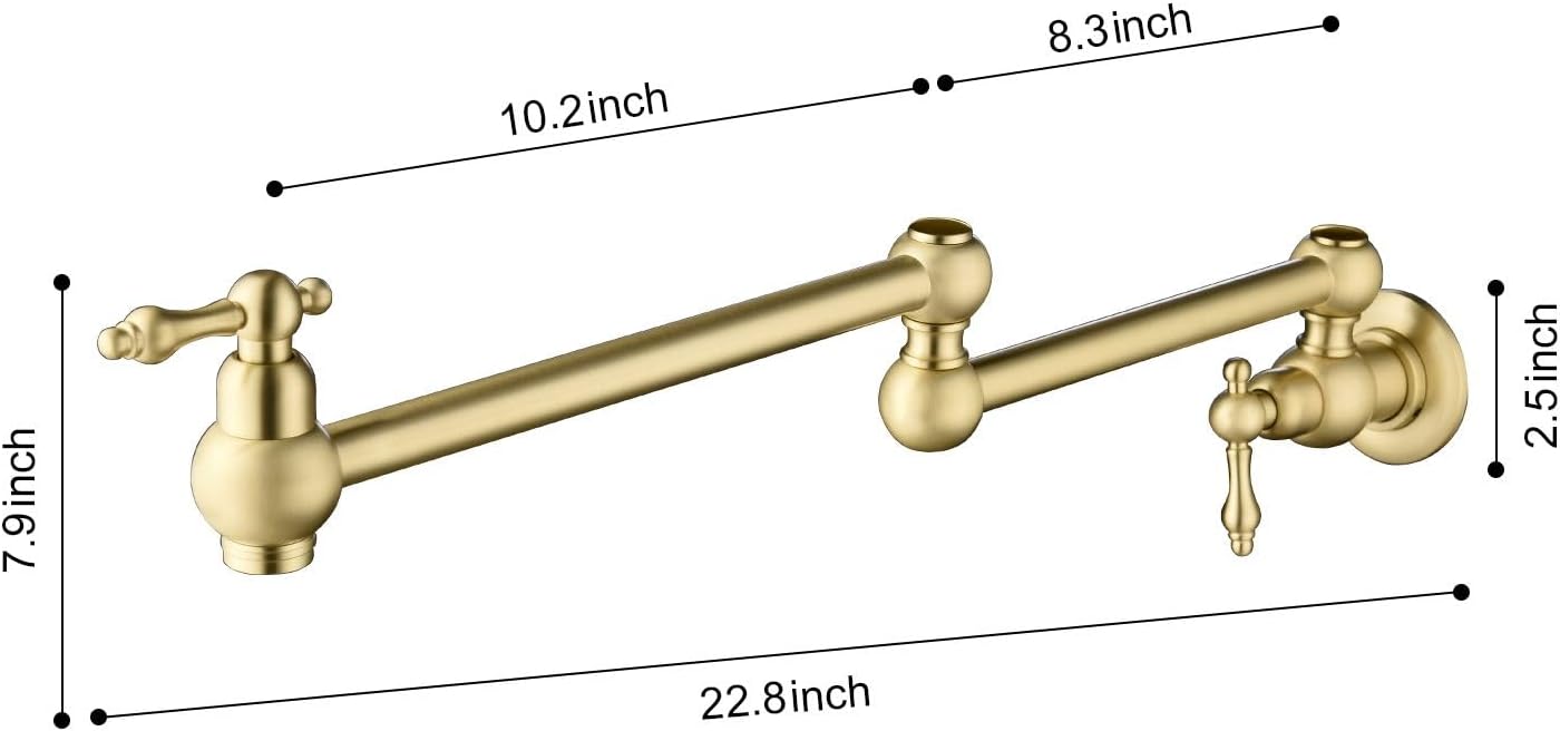 Wall Mount Folding Kitchen Pot Filler Faucet for Effortless Cooking Space-Saving Design 360° Swivel and Dual Handles