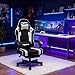 Riftracer Gaming Stuhl Chair Gamer Sessel - Ergonomischer Gamer Stuhl mit Fußstütze Kopfstütze und Lordosenstütz Höhenverstellbar Gepolstert Gamingstuhl 150 Kg Tragkraft PC Sessel Drehsessel Schwarz
