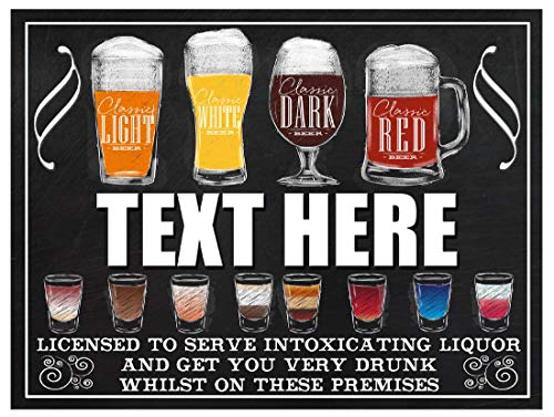 SHAWPRINT PERSONALISED LICENSED TO SELL FUNNY TO BAR SHOTS THEME PUB METAL TIN WALL SIGN GIFT WALL KITCHEN HOME BAR MAN CAVE GIFT (17PER) (267MM X 200MM (10" X 8"))