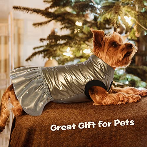 Iecoii Waterproof Winter Dog Dress, Extra Warm Winter Dog Coat, Fleece Dog Sweater Dress With Buttons, Turtle Neck Dog Jacket With Leash Hole For Harness, Soft Dog Cold Weather Coat #TOP1