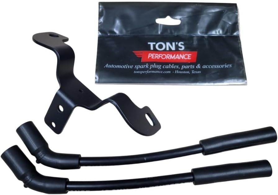 Coil and Ignition Relocation Bracket with 10mm Black Ton's Performance Wires Compatible with Harley Davidson Sportster, Nightster, 72, 48 Iron Roadster 883 1200 TONS-07XLRELO-10MM-JB