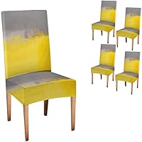Vista 72 de TOMWISH Fundas para Sillas De Comedor 6, Fundas para sillas de comedor, pintura de arte abstracto, funda extraíble elástica de elastano para silla