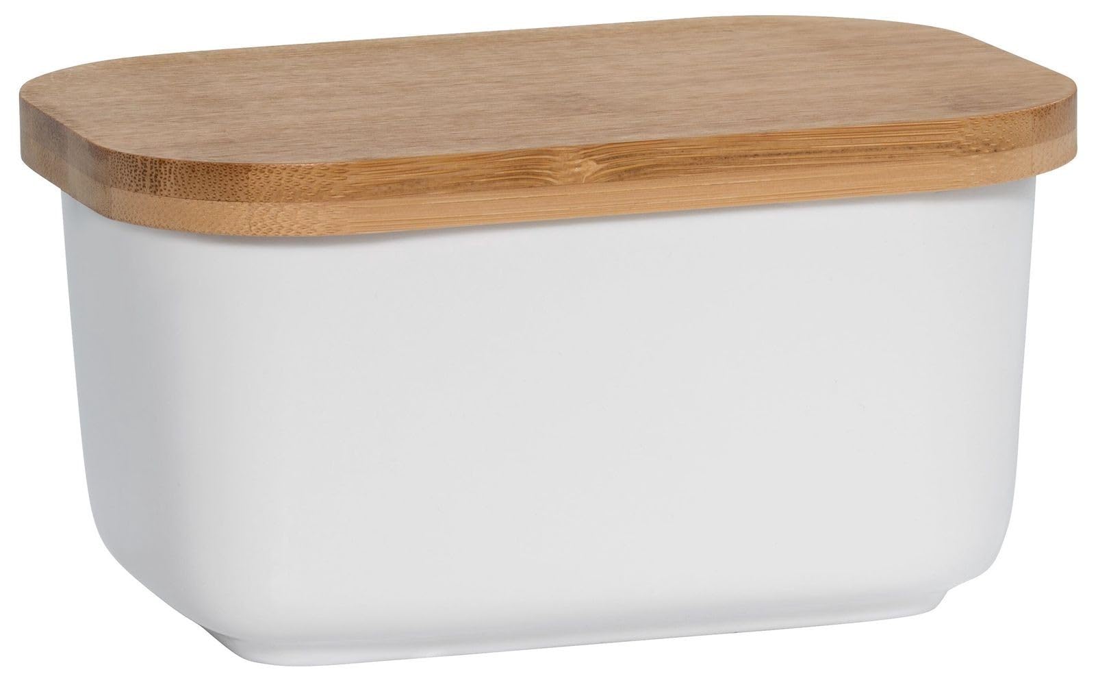 Maxwell & Williams AW0203 maselniczka prostokątna, biała, porcelana, pojemność 700 ml – kuchnia – z drewnianą pokrywką, pudełko na prezent
