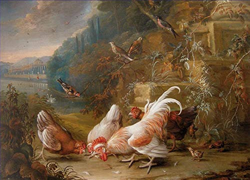 Peinture à l'huile sur toile George William Sartorius Poulets et oiseaux 05