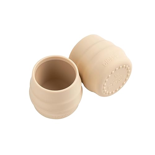 BIBaDO - Vaso de silicona para bebé, cervatillo (paquete de 2) - Copas de silicona de entrenamiento abiertas - Agarre suave, antideslizante, base