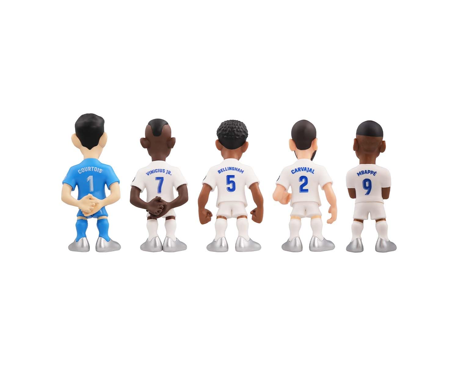 MINIX - Real Madrid - Pack de 5 - Figurines à Collectionner 7cm - B (Courtois/Vinicius/Bellingham/Carvajal/Mbappé)