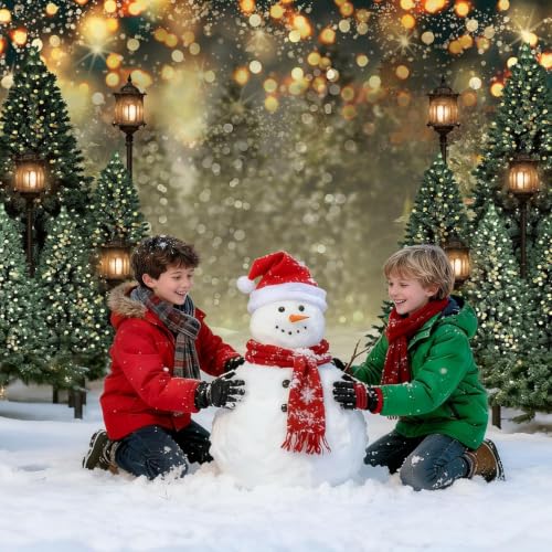 8x6ft Christmas Tree Backdrop Winter Snowflake Glitter Bokeh Christmas Photography Background Snowy Pine Tree Holiday Party Photo Booth Banner for Baby Shower Birthday Xmas Decorations - image 7