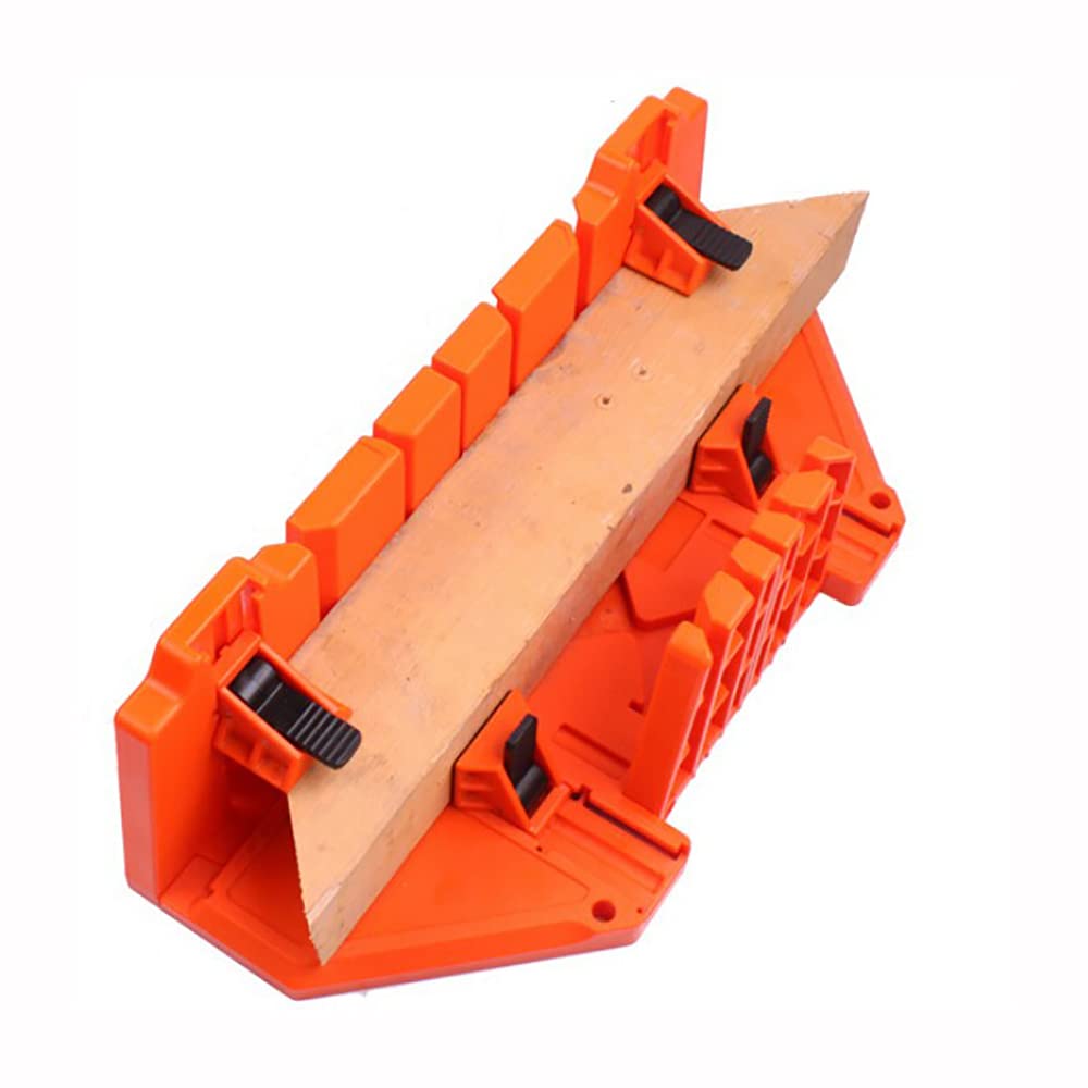 Ancllo Orange Multifunctional Miter Saw Box Cabinet 0/22.5/45 Degree Saw Guide Woodworking - 14Inch With Clamp