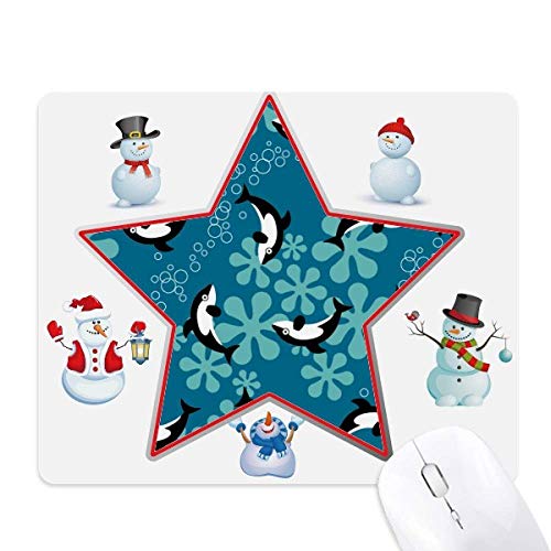 Tapis de souris Vagues Bleues Dauphins Baleines et Étoiles pour Ordinateur Portable