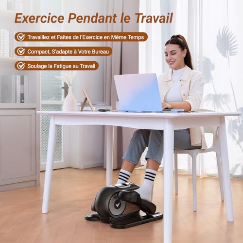 Elliptique de Bureau pour Maison, Mini Vélo Elliptique ÉLectrique, Télécommande, Écran, Tapis Antidérapant, 12 Vitesses, Silencieux et Portable, Exerciseur de Pédales pour Seniors et Adultes – Image 3