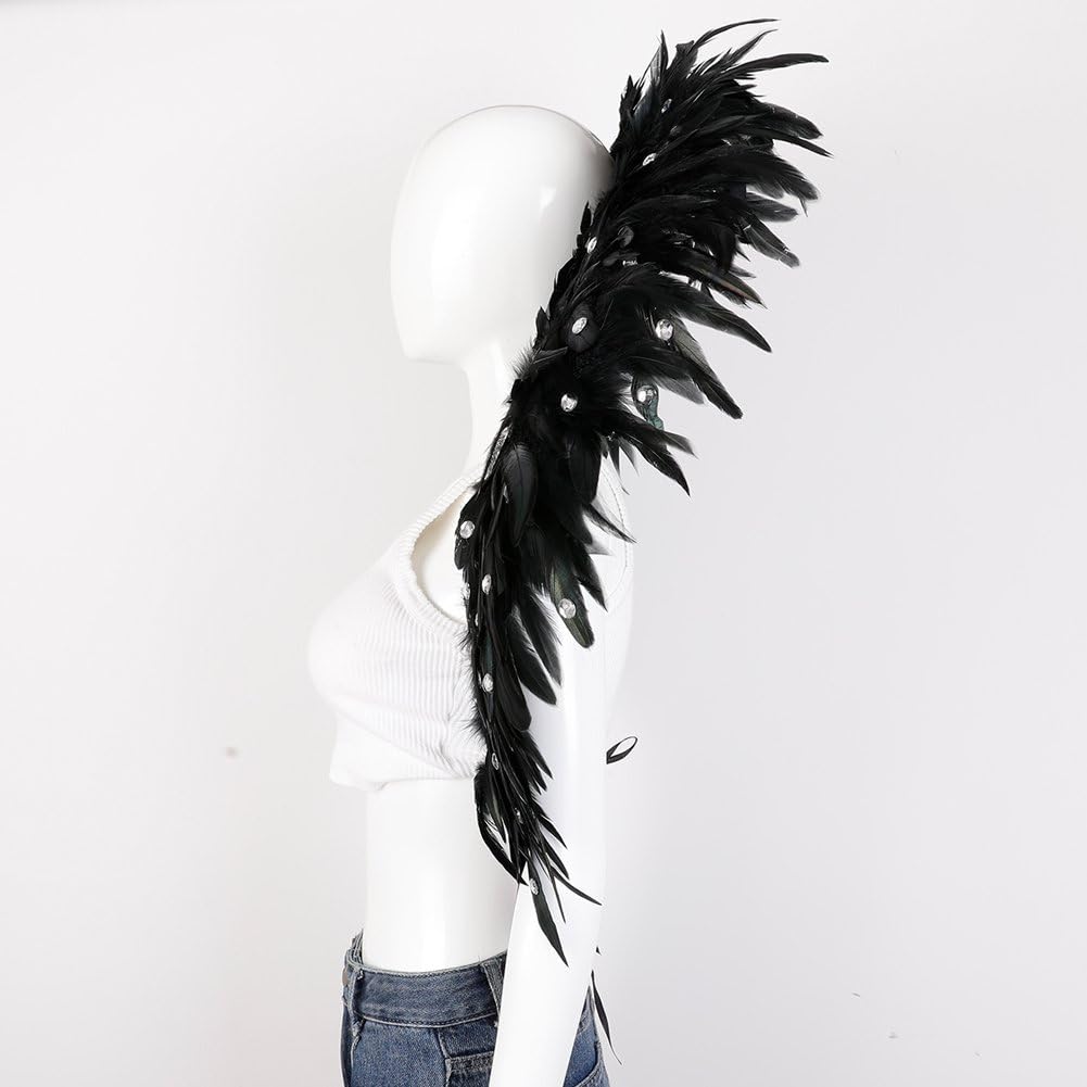 Mantella con Piume E per, Mantello con Piume E Spalle, Accessorio per Costume di Carnevale E Halloween, Abito Spettacolo per Feste in Maschera
