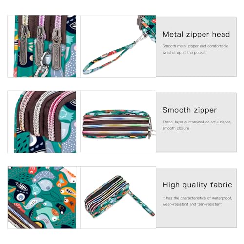 Image of BIAOTIE Large Capacity Wristlet Wallet - Women Printed Nylon Waterproof Handbag Clutch Purse