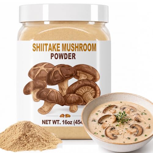 SEAYOFA 16oz Shiitake Mushroom Powder Family Size Mushroom Seasoning & Umami Powder for Cooking Soups Sauces Stir-Fries Rich Shiitake Flavor Vegan-Friendly