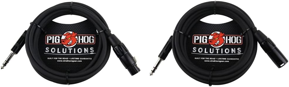 Pig Hog PX-TMXF1 1/4" TRS to XLR Adaptor Cable, 10 Feet & PX-TMXM15 1/4" TRS to XLR Balance Adaptor Cable, 15 Feet